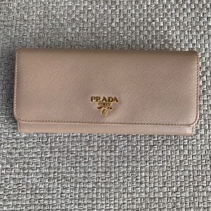 Prada Saffiano Metal Wallet in Cammeo